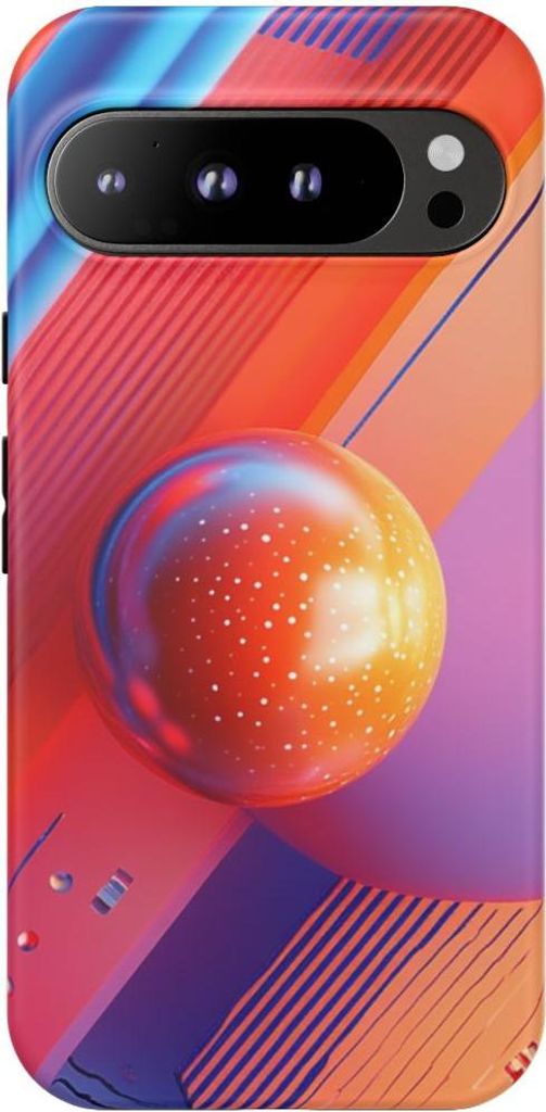 Abstrakte bunte Kugeln und Streifen – Hülle Kompatibel mit Pixel 9 Pro XL