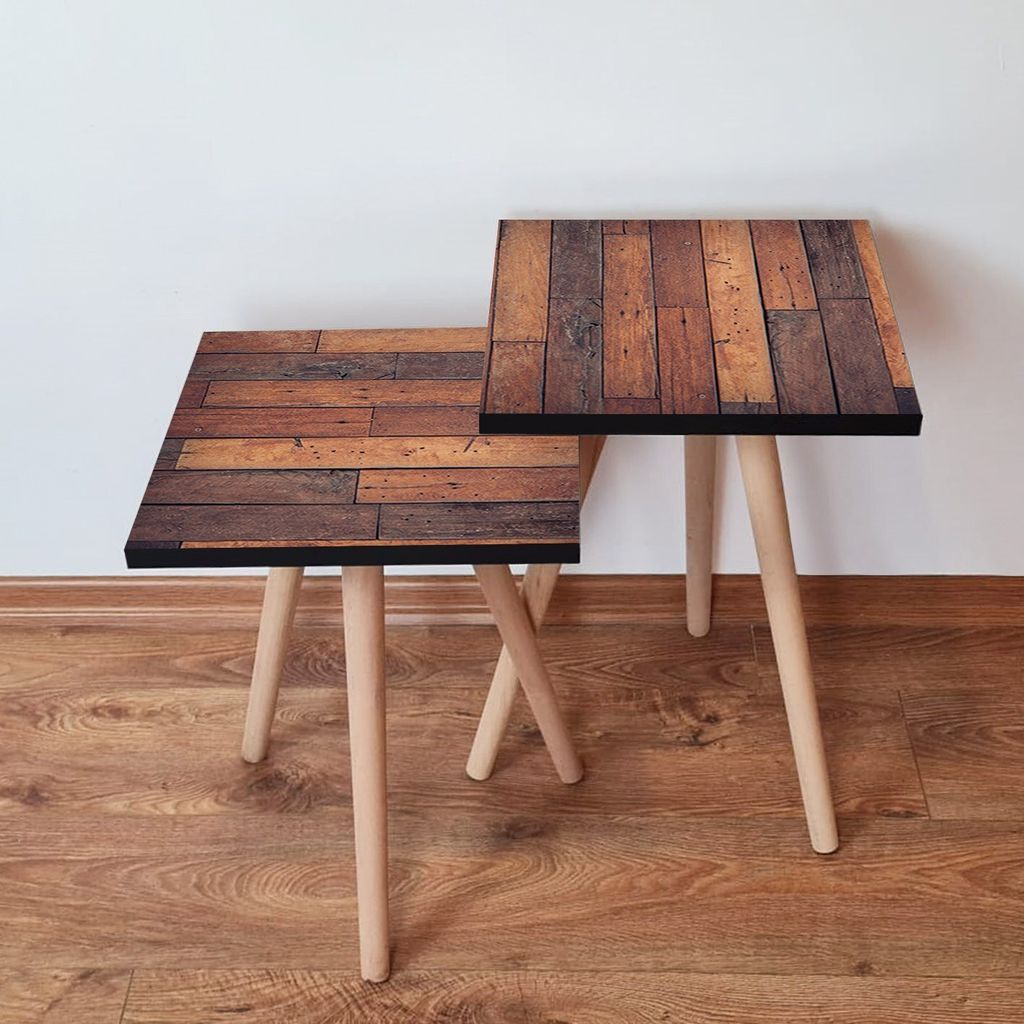 Skye Decor, 2Shp356 - Brown, Satztisch (2 Stück), Braun, 100 % MDF, 35 x 35 x 47 cm