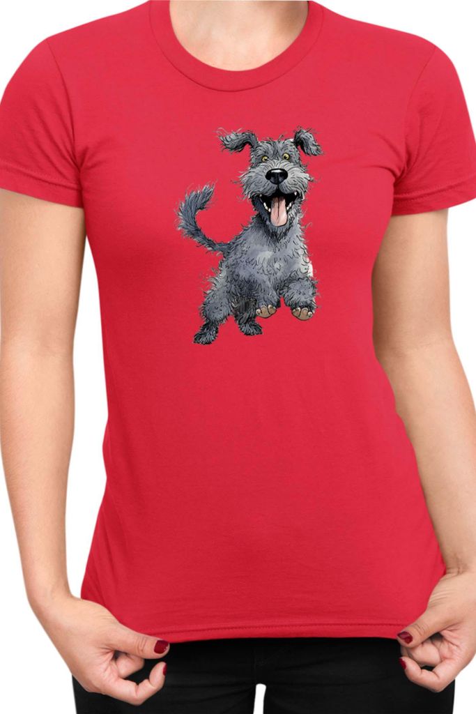 Damen T-Shirt Funny Dogs Breeds Kerry Blue Terrier Dog Breed, Lady L / Rot