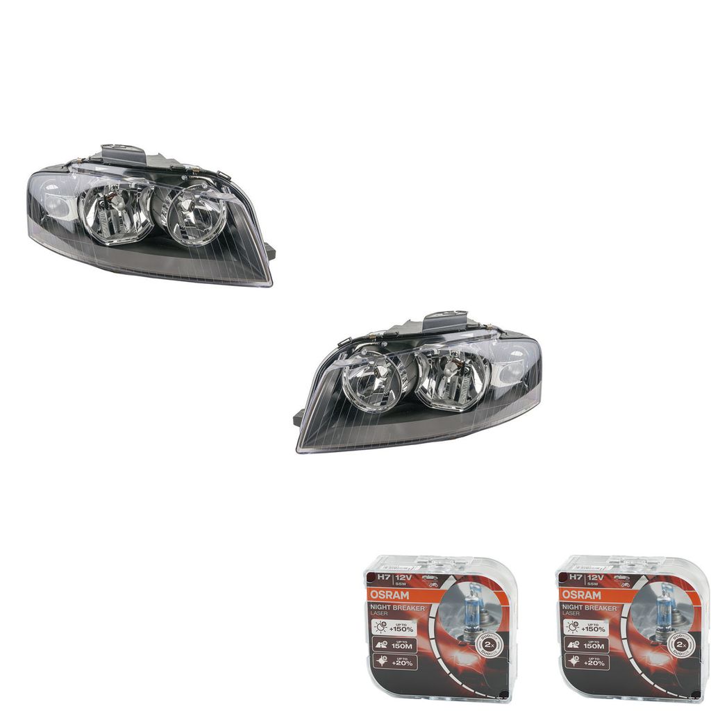 Johns, Scheinwerfer Osram Night Breaker Laser passend für Audi A3 8P 2003 - 2008 Li Re 8P0941003K 8P0941003A 8P0941004K 8P0941004A