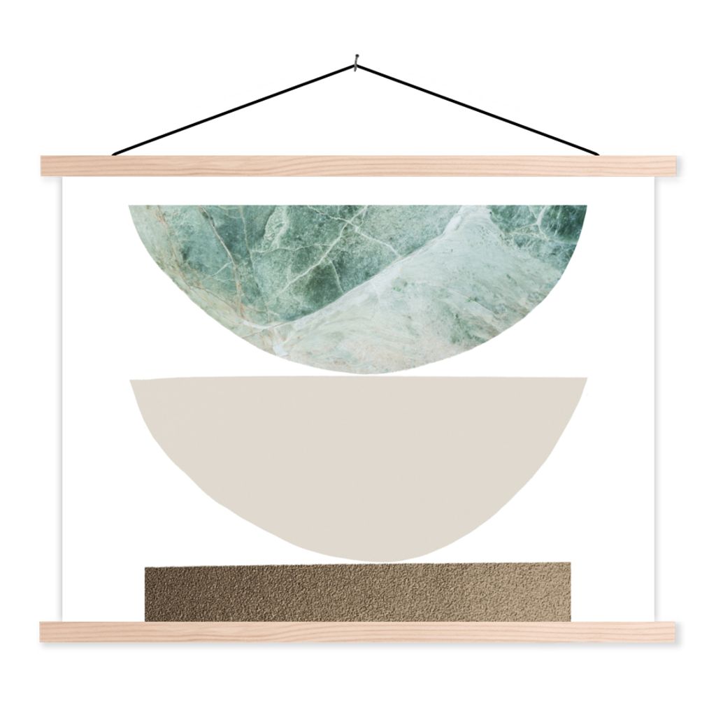 MuchoWow Textilposter Geometrische Formen - Minimalismus - Pastell 60x45 cm mit holzfarbenen Rahmen - Bild