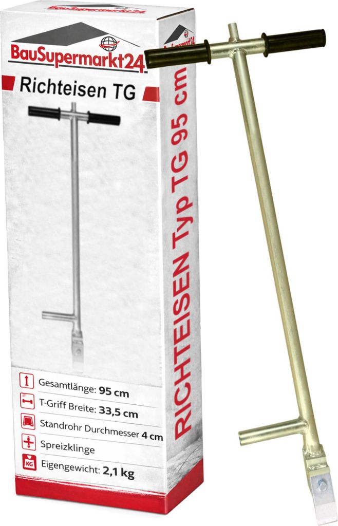 Richteisen 95 cm Pflasterrichtwerkzeug Fugenoeffner Pflastersteine ausrichten T Griff Spreizklinge Stahl GaLaBau Strassenbau Profi
