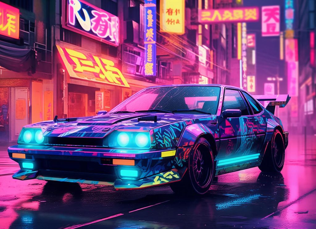 Plakat 55x40cm Nacht-Raid in Neo-Tokio