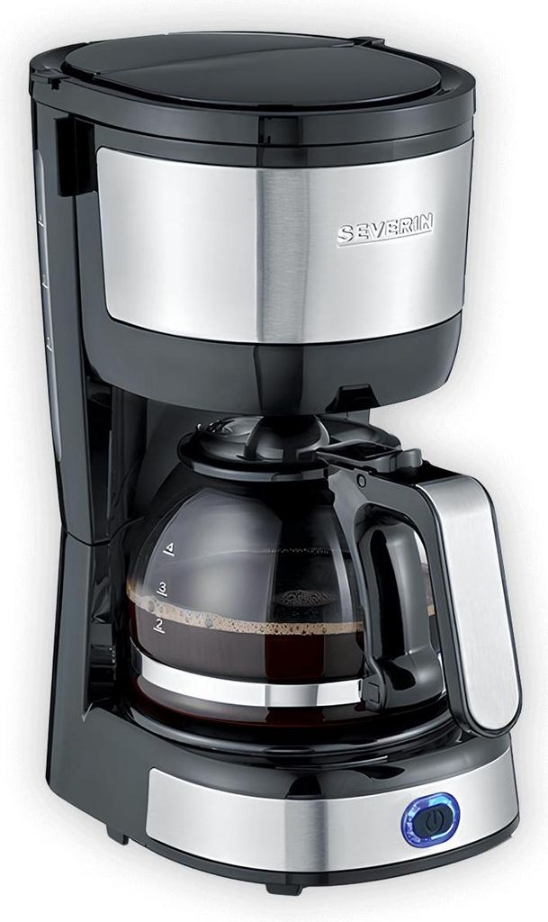Severin Filterkaffeemaschine "Type", bis 4 Tassen, platzsparend, ideal für Reisen, Single- & Seniorenhaushalte, Permanentfilter, Glaskanne, KA 4819