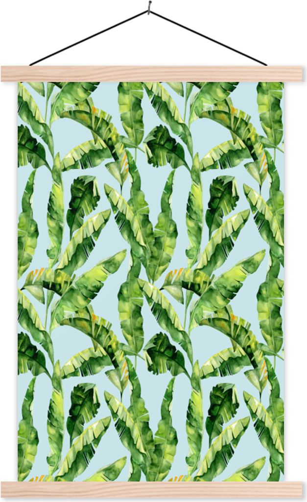 MuchoWow Textilposter Blätter - Vintage - Collage 40x60 cm mit holzfarbenen Rahmen - Poster