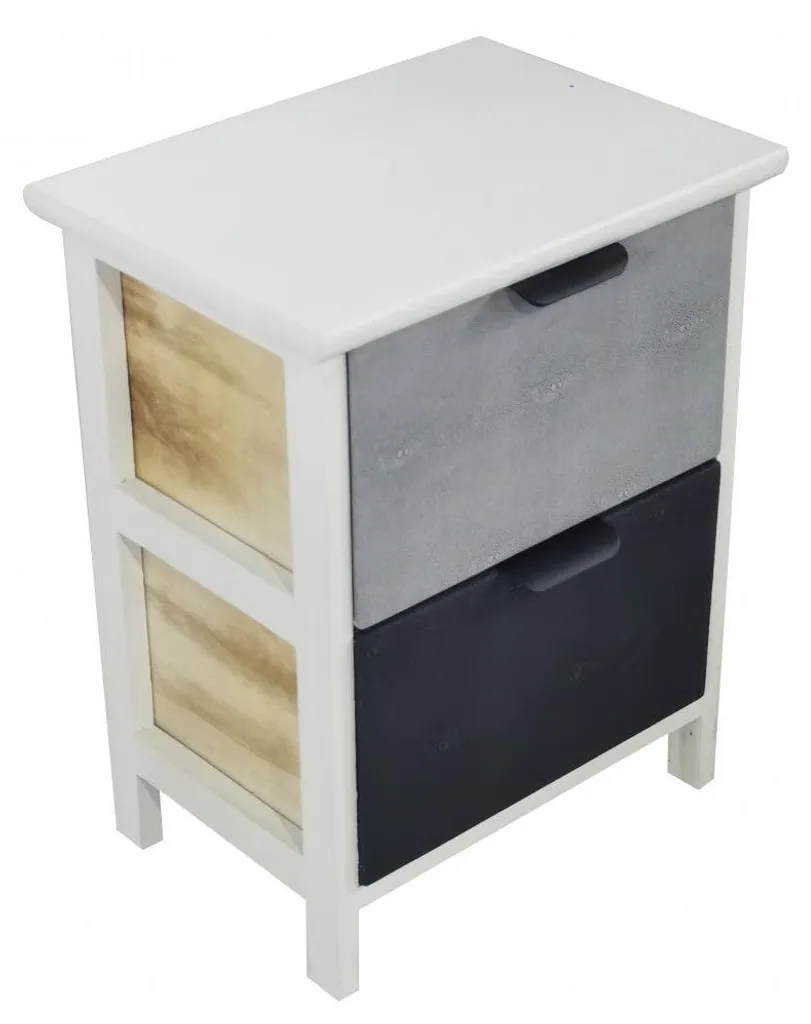 Meuble de rangement compact bois 2 tiroirs fixe 34x25x43 cm pour maison