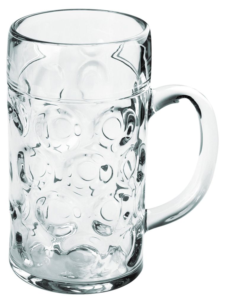 6x Mehrweg Bierkrug Maß Gläser 1l Kunststoff Produktbild  KI-generiertes Bild