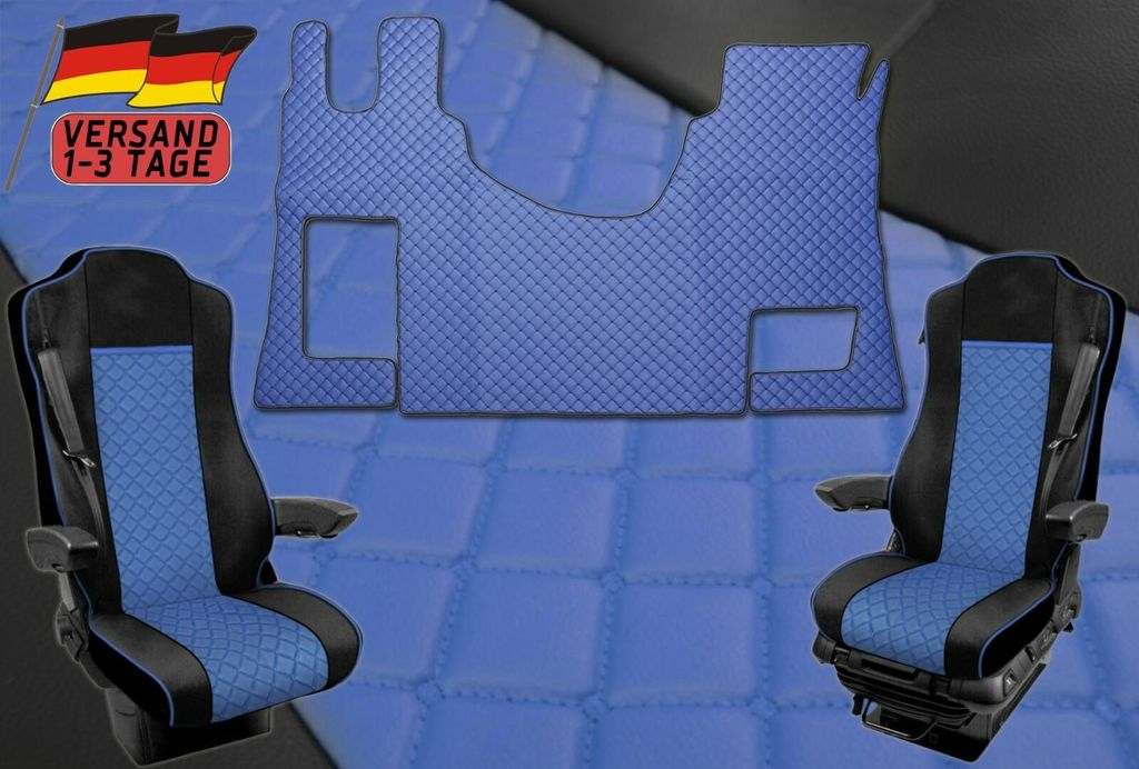 LKW Fußmatten + Sitzbezüge 1+1 Für Mercedes Actros MP4 Blau