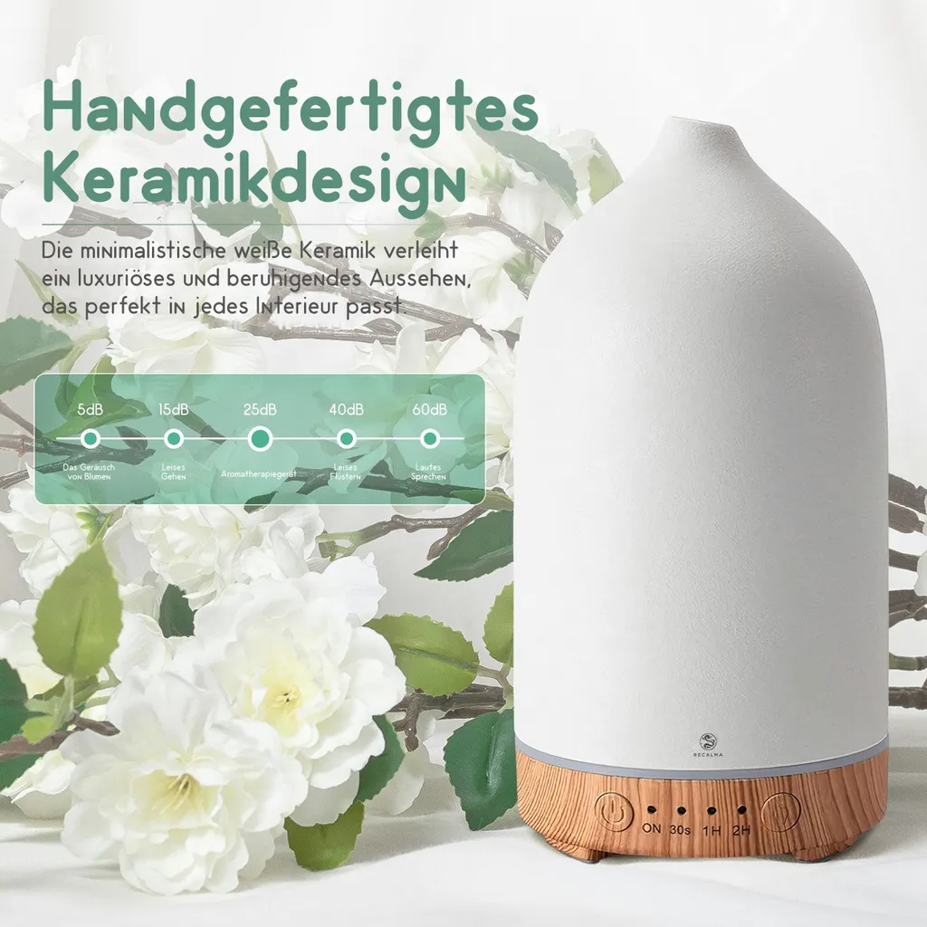 Diffuseur Aroma Céramique avec Mode Brume Réglable et Minuterie Précise - 4