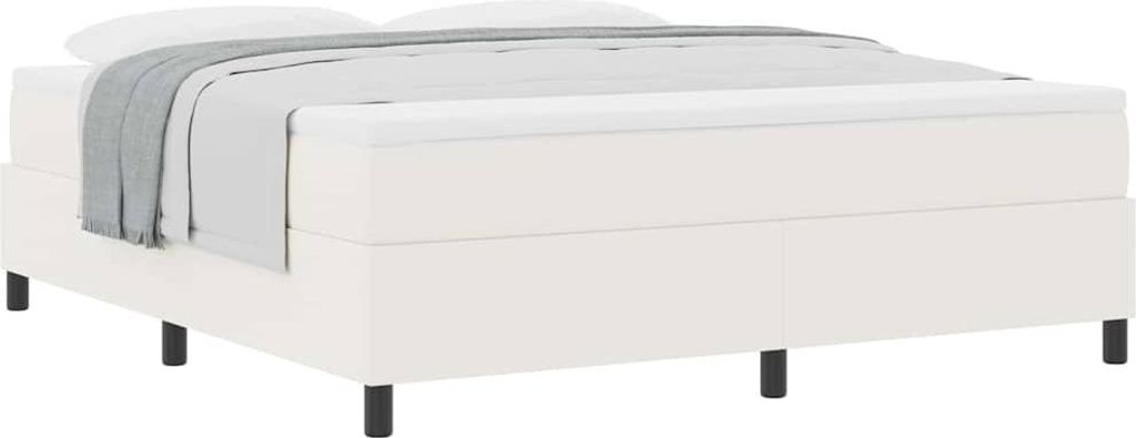 Boxspringbett Creme und Weiß 180 x 200 cm Cordstoff