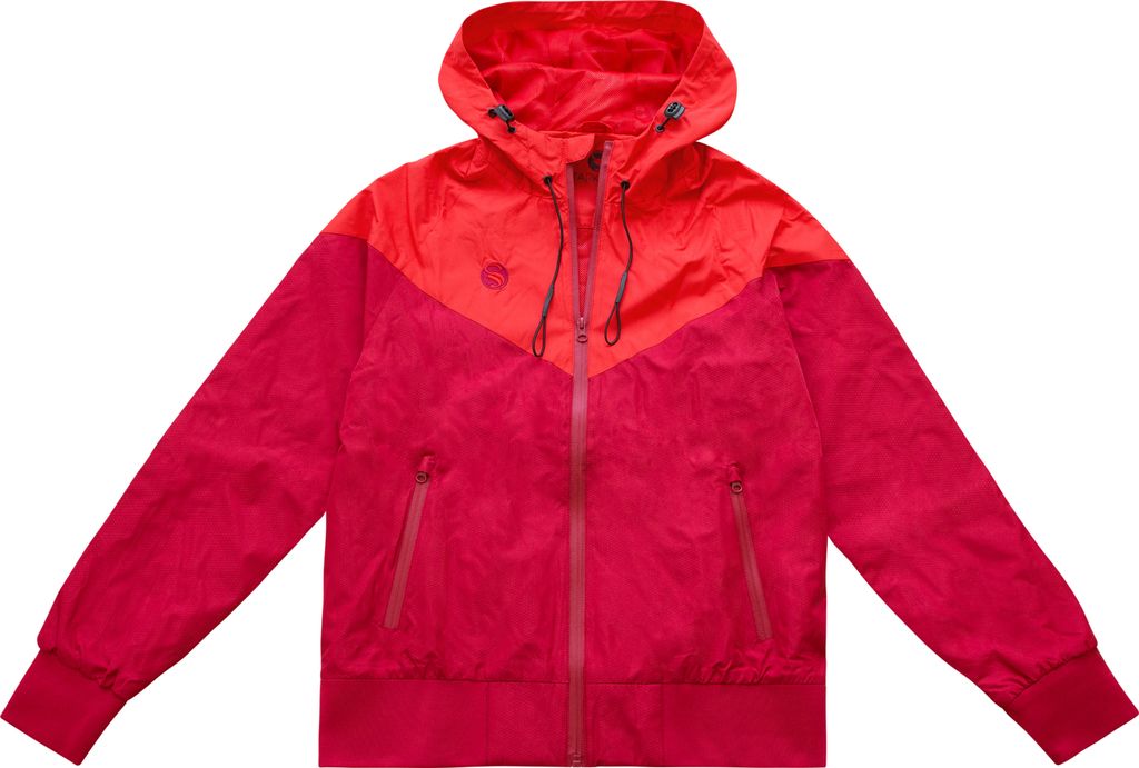 Stark Soul Herren Windbreaker Jacke mit Wabenmuster, Kapuze, Reißverschluss-Taschen, Innentasche, Mesh Innenfutter, Farbe: Rot, Gr: S