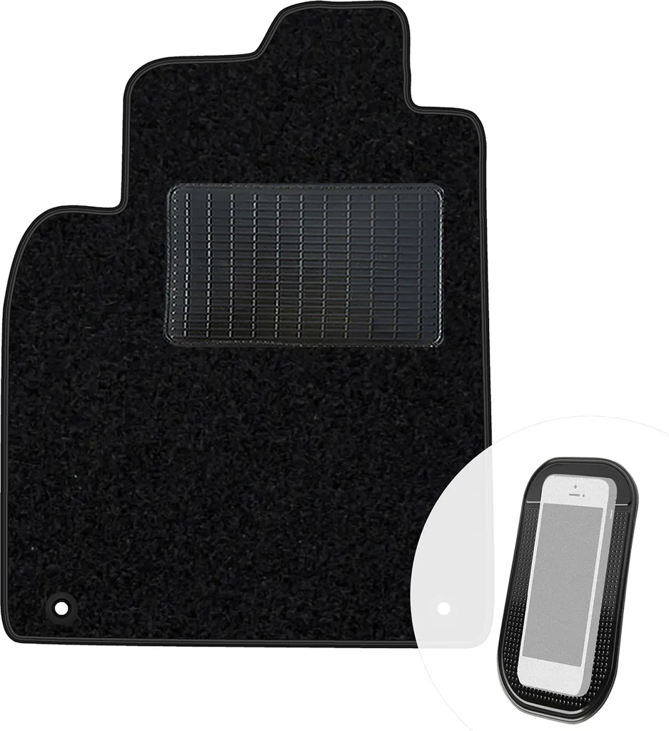 Tappetino Per Conducente In Velours Premium Per Peugeot 307 CC (2003-2009) - 1 Pezzo, Nero Opaco - Spessore 10 Mm, Antiscivolo, Fissaggio Incluso
