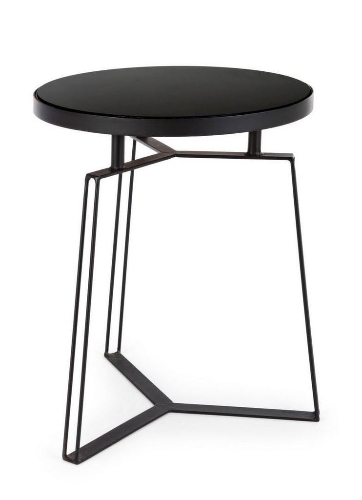 Beistelltisch Zaira 40 x 40 x 50 cm Stahl Glas Schwarz