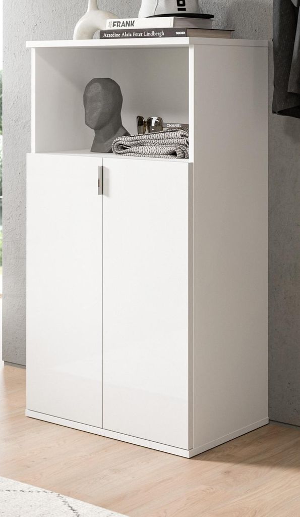 Kommode "SystemX" in weiß Hochglanz Flur Diele Mehrzweckschrank 61 x 110 cm