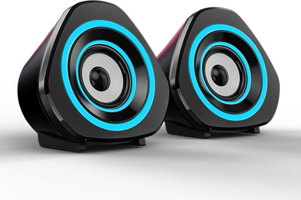 SADA Heimlautsprecherset, Desktop-PC-Computerlautsprecher, kabelgebundene 3,5-mm-Laptop-Lautsprecher, USB-betriebene Soundbox mit blauen stimmungsv...