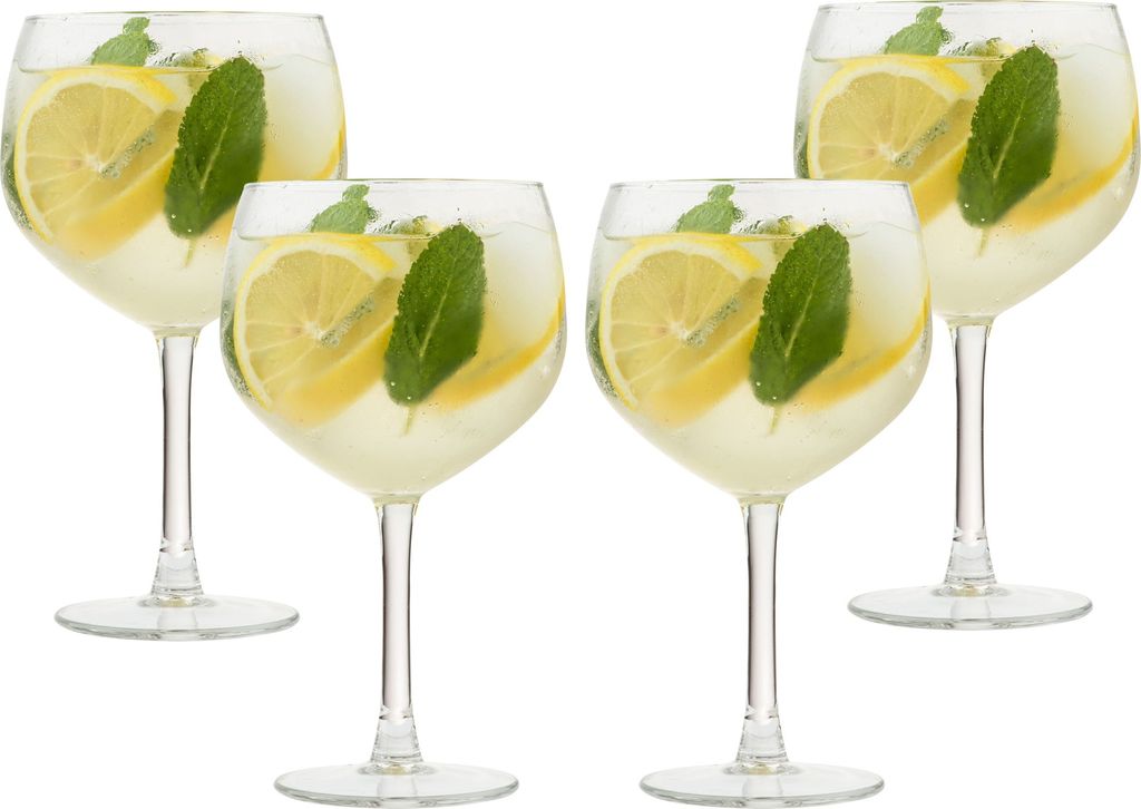 4-tlg. Set bauchige Gin Gläser (4 Stück) - Ballon Gläser für Gin - spülmaschinenfest - Gin Tonic Gläser - Cocktailgläser für Gin Geschenk B...