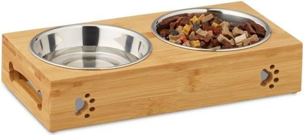 Ciotole Rialzate in Ceramica e Legno - Arredo e Comfort per Cani