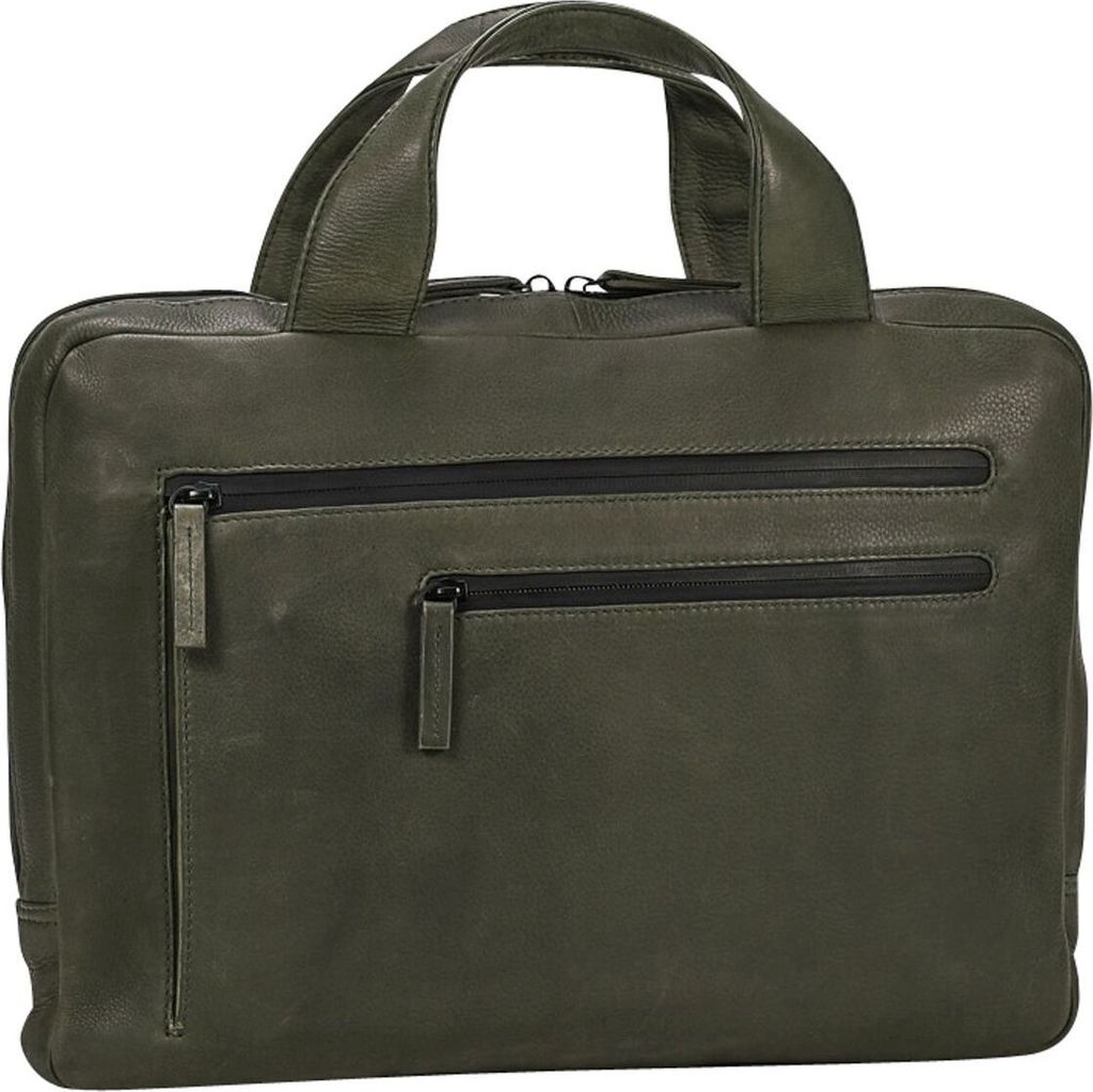 LEONHARD HEYDEN Leder Aktentasche Umhängetasche mit Laptopfach Den Haag Briefcase 1 Compartment Olive grün