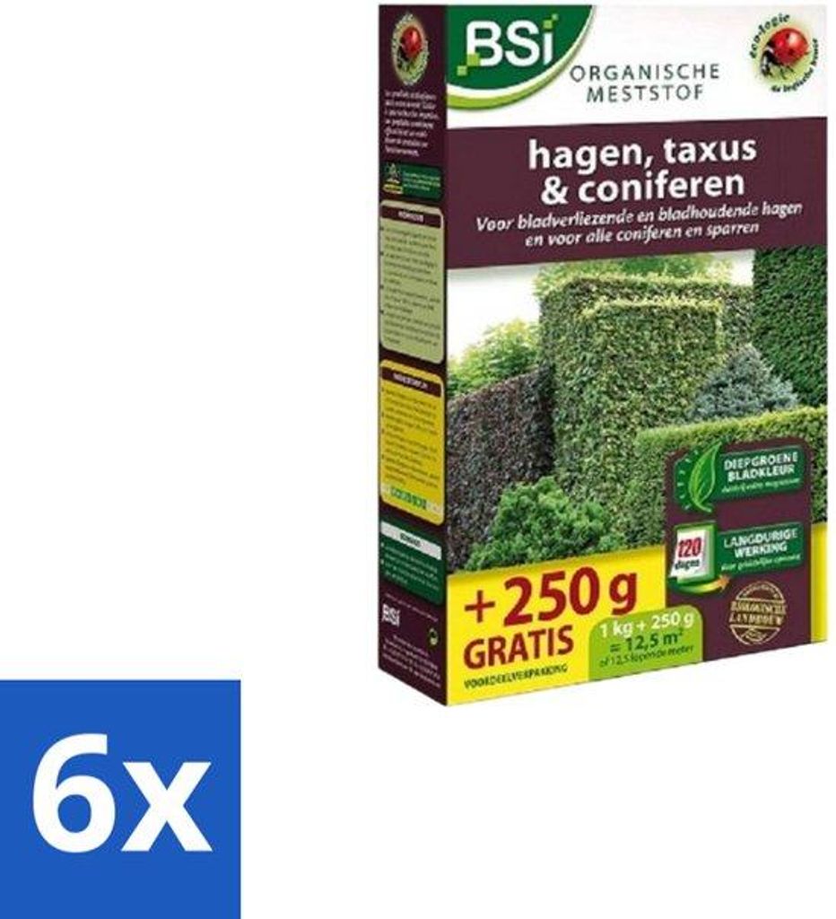 Hagen-Mest für Taxus und Coniferen - Starkwachsend - Tiefgrün - 1,25 kg (12,5 m²) - 6 Pack