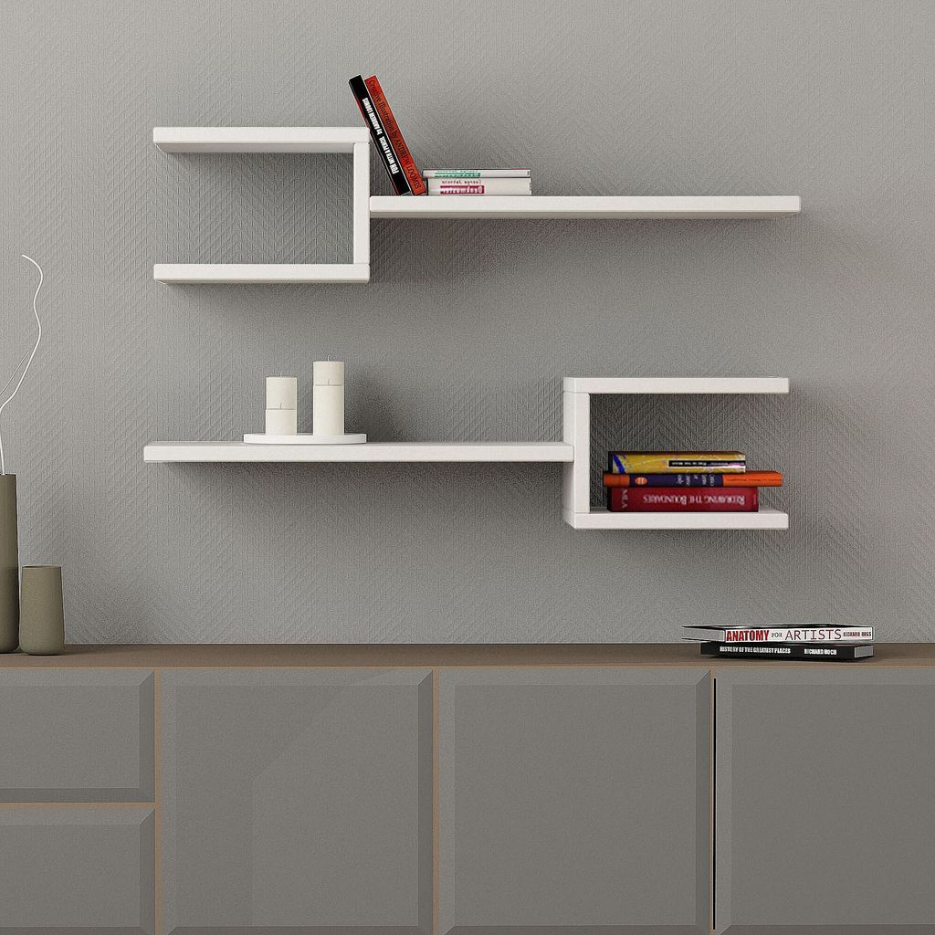 Skye Decor, Fork - White, Wandregale, Weiß, 74,5 x 18,2 x Produktbild 