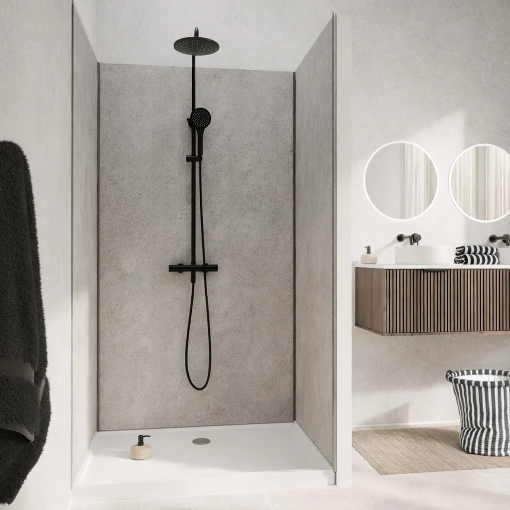 Rénovation Douche sans Carrelage : Pack 3 Panneaux Muraux Pierre Grise