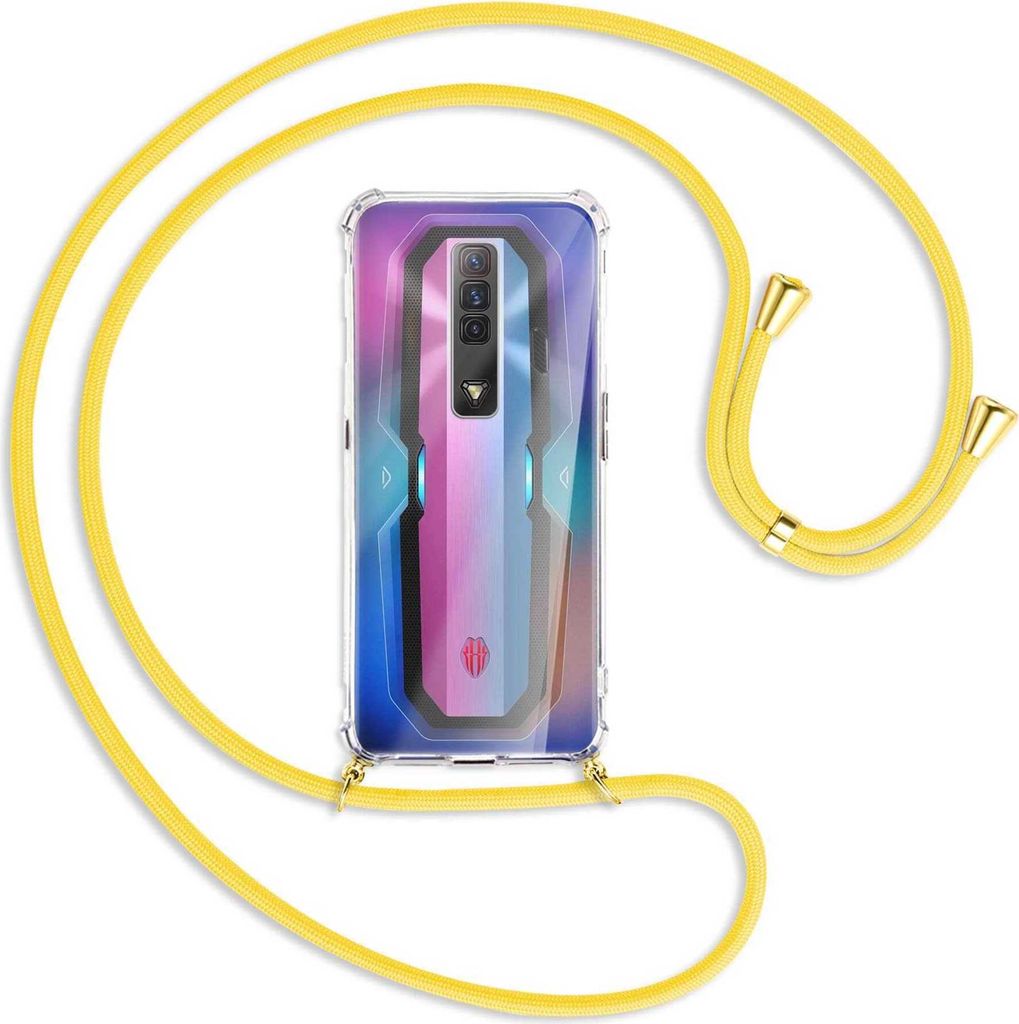 Handykette Backcover-Schutzhülle mit Band (Metall goldfarben) für ZTE nubia Red Magic 7 - gelb