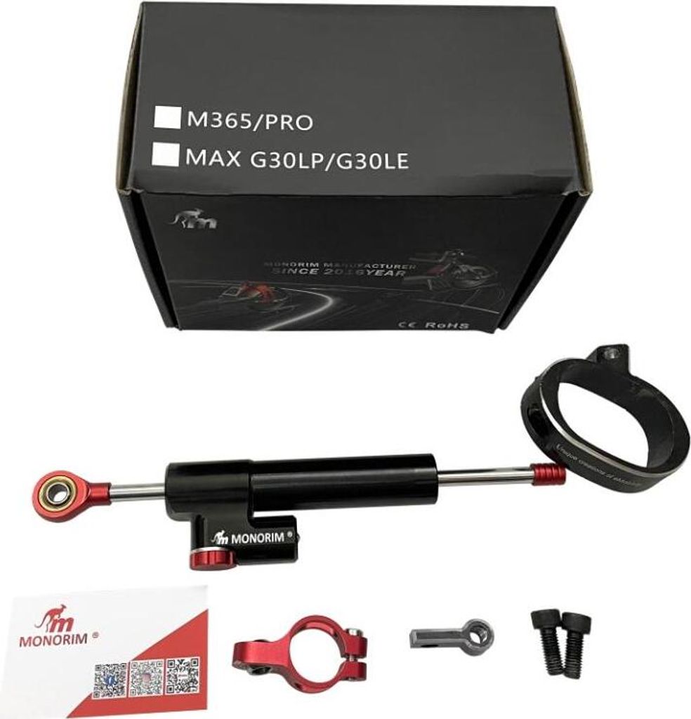MONORIM MDamper Lenkungsdämpfer für Ninebot Max G30 / Motus Scooty 10 / Frugal Power - Farbe BLACK