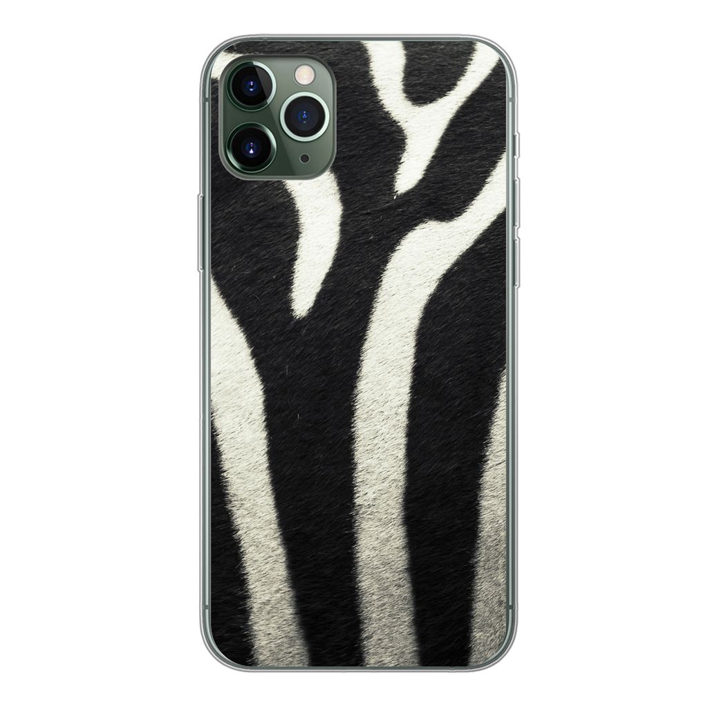 MuchoWow Handyhülle Schutzhülle Hülle für iPhone 11 Pro Max Tiermuster - Zebra - Schwarz - Weiß Silikon Softcase Handy Hülle - Schutz