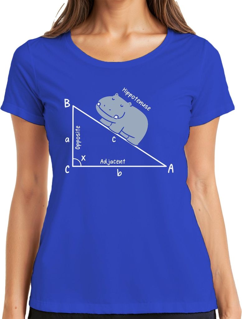 Hippotenuse Mathe Trigonometrie Dreieck Hippo Geschenk Lehrer Damen T-Shirt, Blau, XL