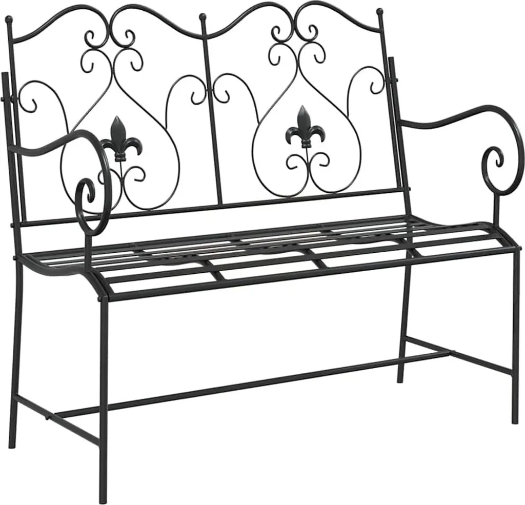 Banc de jardin vidaXL acier noir 104 cm avec dossier ergonomique chic