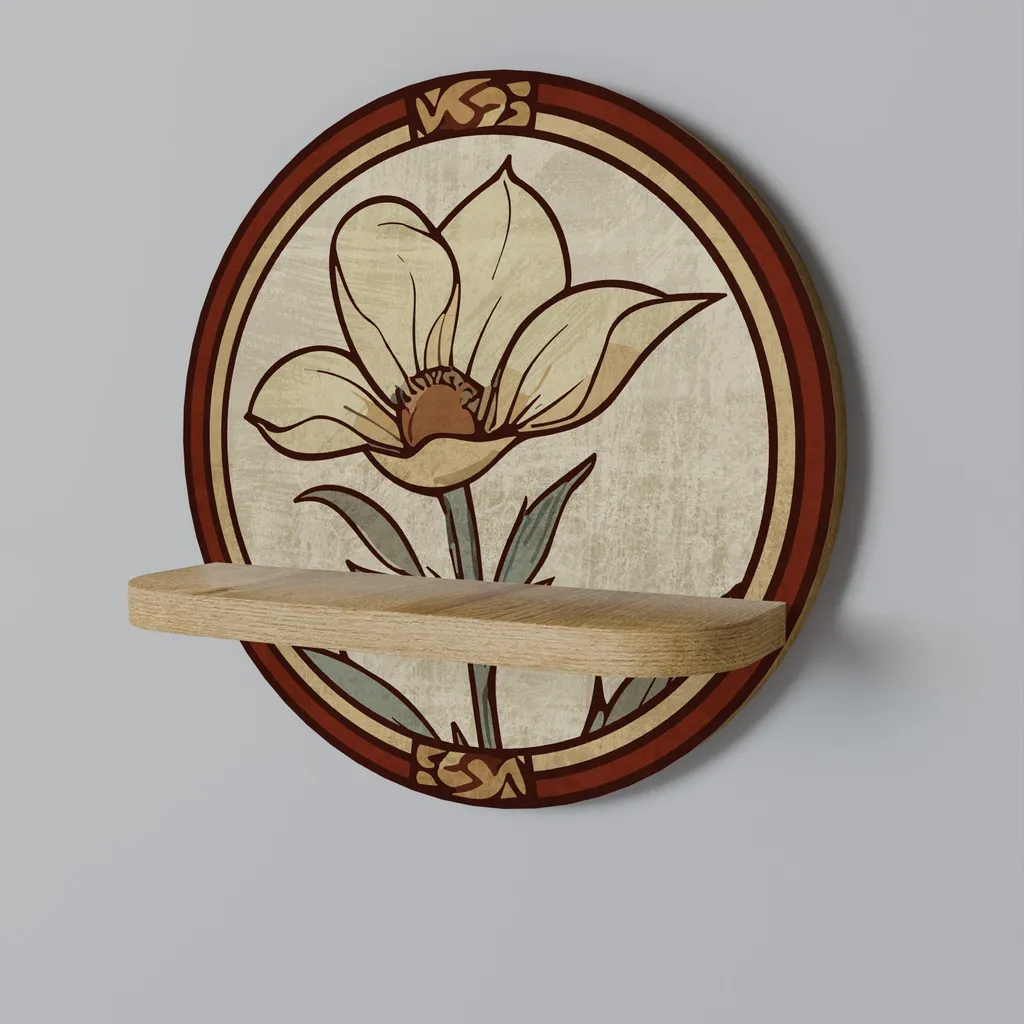 Étagère ronde TIMELESS FLORA design minimaliste avec tablettes en verre