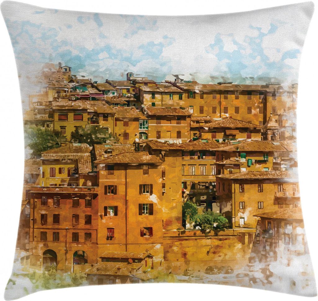 ABAKUHAUS Retro Kissenbezug, Historische italienische Stadt, Waschbar mit Reißverschluss Kissenhülle mit Farbfesten Klaren Farben Beidseitiger Dr...