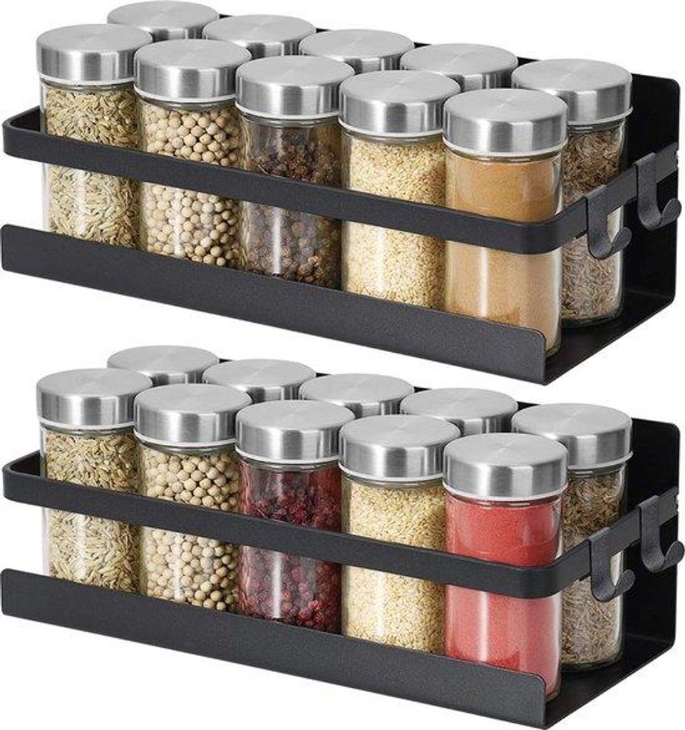 Küchenregal für Gewürzgläser, Gewürzorganiser, Holz, 6 Fächer