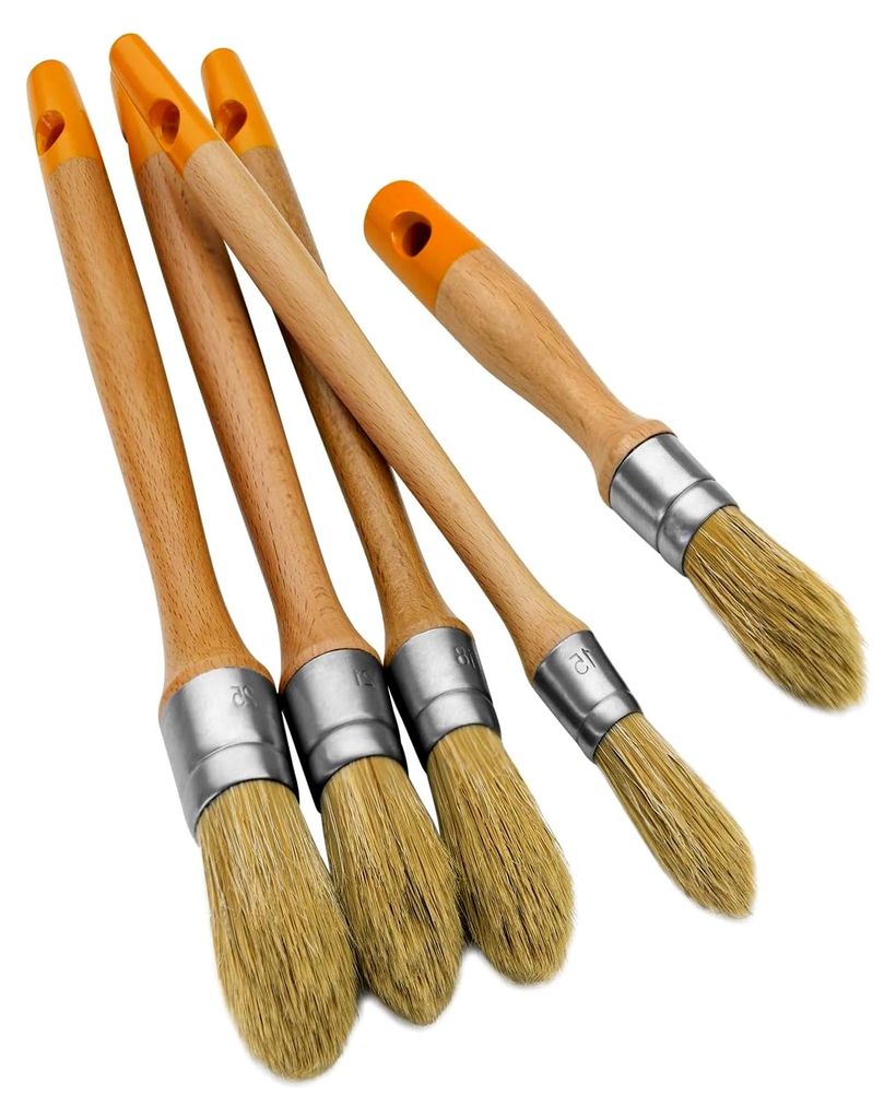 Runder Lackierpinsel - Pinsel für dekorative und Detailmalerei, Staubwischen und Nachbesserungen an Fenstern, Langpinsel für Wände und Türen, 5...