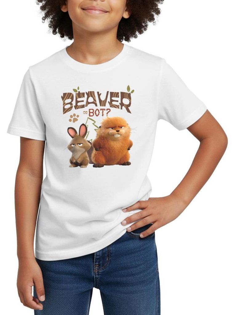 Spreadshirt Hoppers Beaver Or Bot Kinder T-Shirt, 98/104 (3-4 Jahre), Weiß