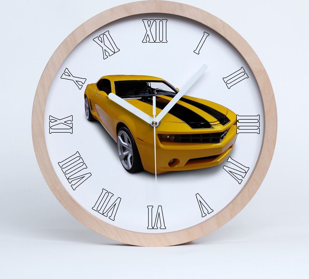 Holzuhr 25fi cm wanduhr - weiße Spitzen - Sportwagen