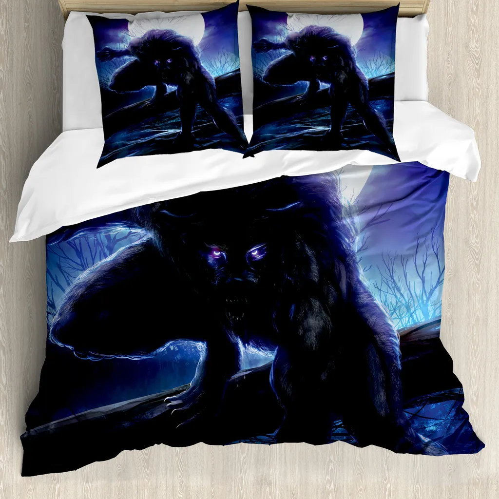 Housse de couette ABAKUHAUS Fantasy World Loup-garou 155x220cm Violet