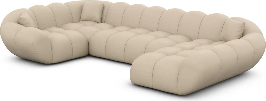 Echtleder U-Form XL Wohnlandschaft Liva Beige Rechts