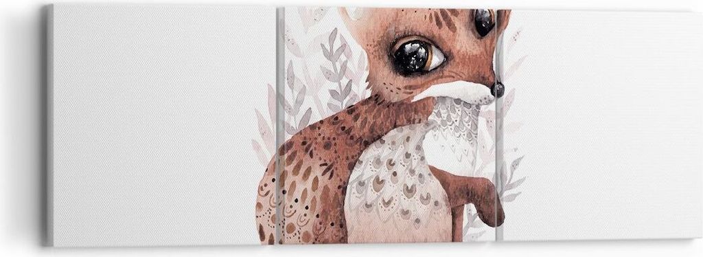 Bild auf Leinwand - Leinwandbild - 3 Teile - Fuchs November Tier - 90x30cm - Wand Bild - Wanddeko - Wandbilder - Leinwanddruck - Bilder - Wanddekor...