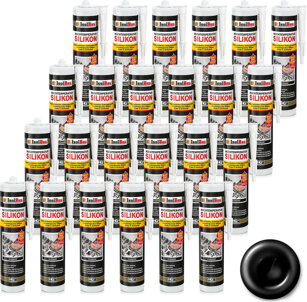 Isolbau Hochtemperatur Silikon, 24 x 300 ml Dichtmasse, Dichtstoff, Reparatur & Füllung von Rissen in Kaminen & Öfen, hochtemperaturbeständig bi...