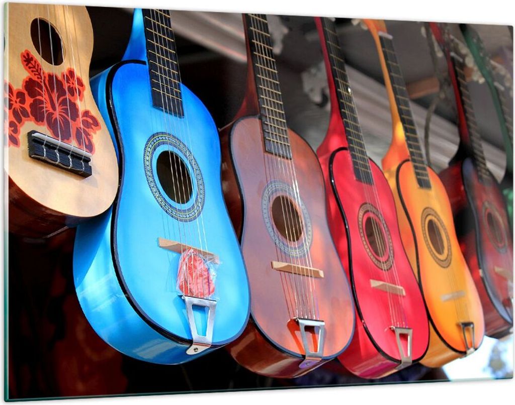 Bilder auf glas - Gitarre Musik Instrument Mexiko - 120x80cm - Glasbilder - Wandbilder - Kunstdruck - zum Aufhängen bereit - Wanddekoration aus Gl...
