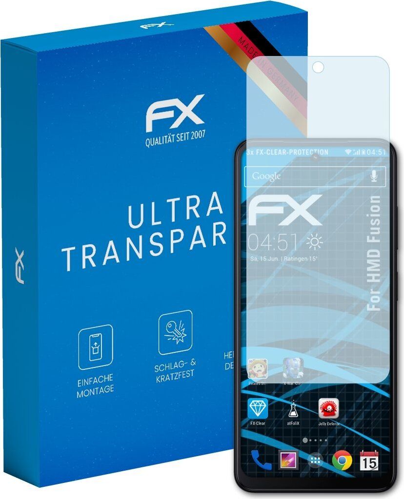 atFoliX FX-Clear 3x Schutzfolie kompatibel mit HMD Fusion Produktbild 