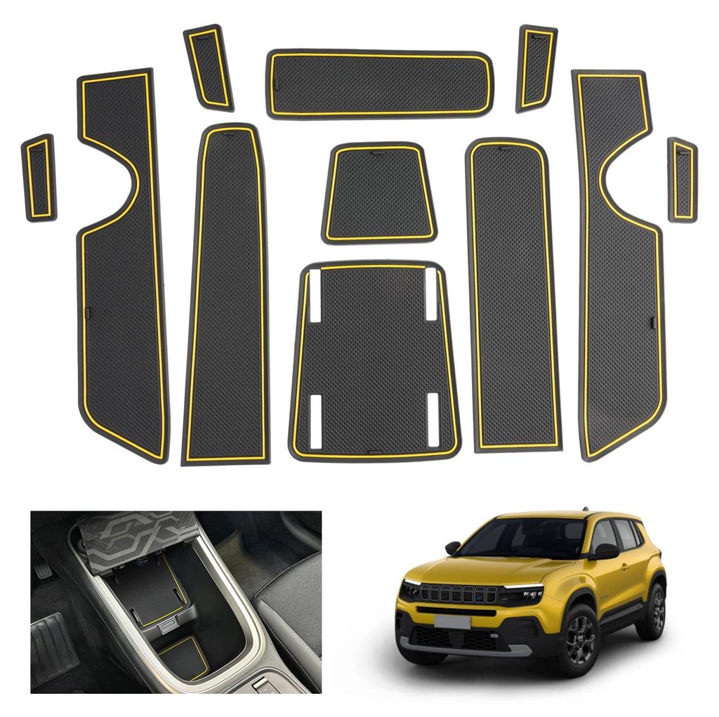 Kompatibel mit Antirutschmatten für Jeep Avenger 2025 2026-2023, Gummimatten für Avenger Hybrid EV, Antirutschmatten für Mittelkonsole, Türfuge...