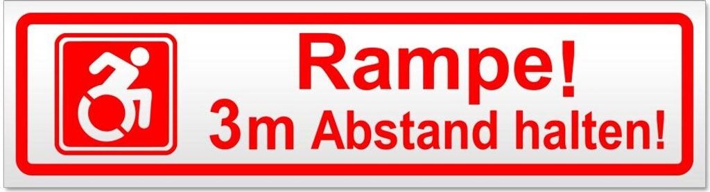 Kiwistar Rampe! Motiv 3m Abstand halten! Magnetschild Schild magnetisch - 45cm Rot - Magnetfolie für Auto PKW Kfz