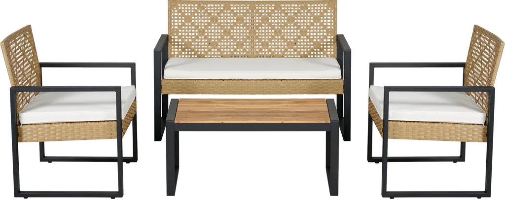 Mobilier de jardin Calciano 4 pièces résistant aux UV avec table et banc