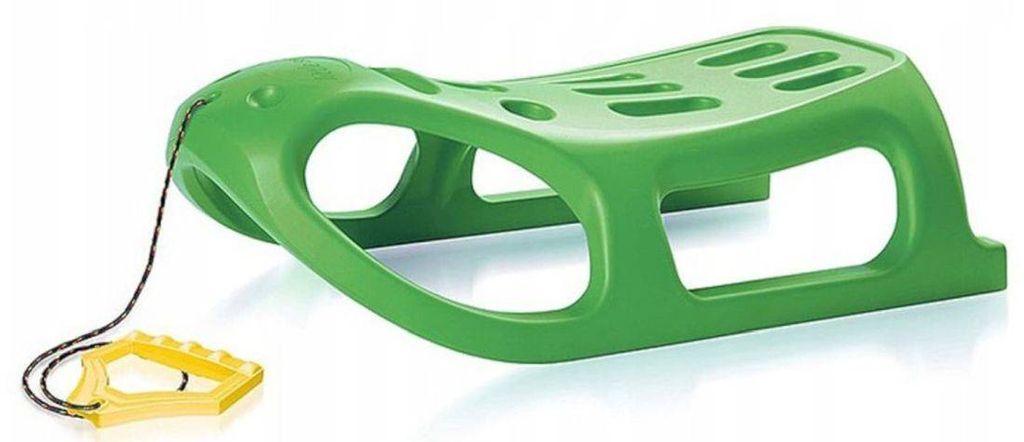 Schlitten mit Lehne Lenkrad Kinderschlitten grün Kunststoff 
