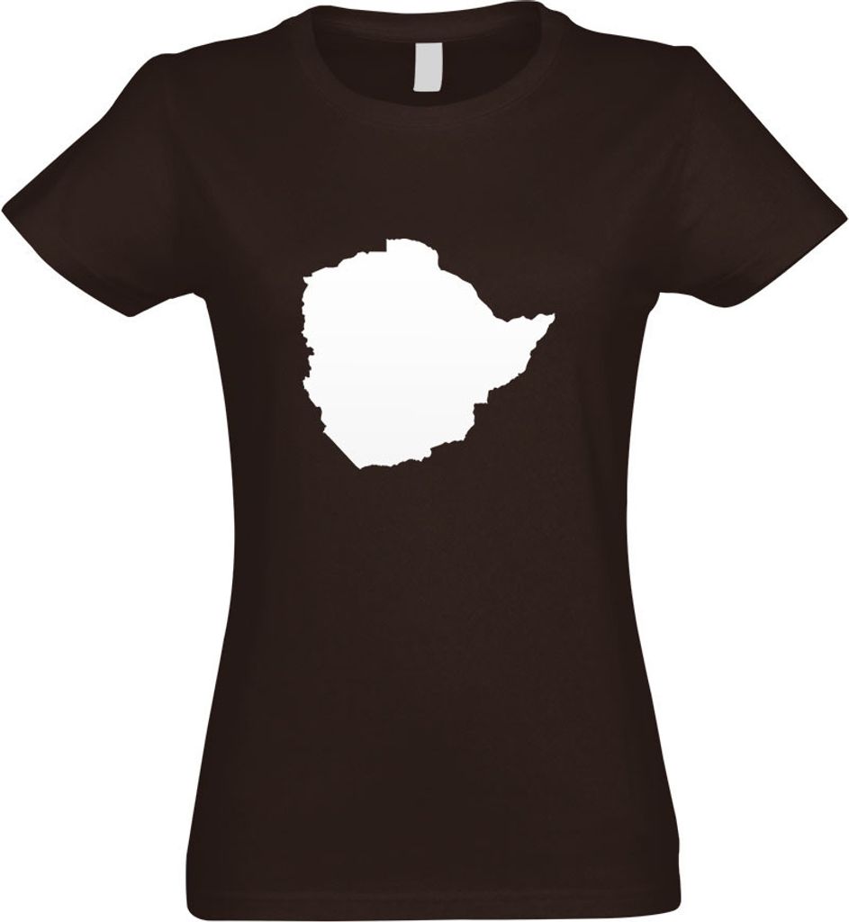Kiwistar - T-Shirt tailliert - Damen - Chocolate - Simbabwe Umriss Kontur - mit Motiv Bedruckt - Funshirt Design - Sport - Freizeit - Damen - XXL