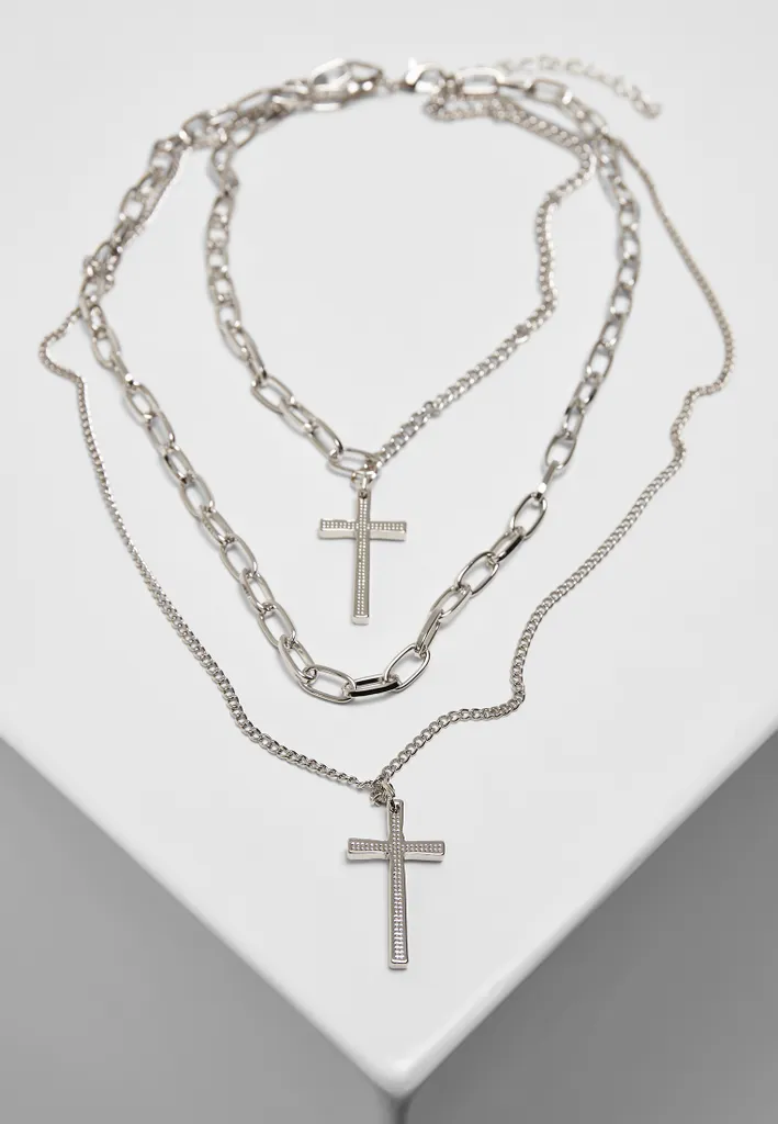 Collana Uomo Croce Urban Classics Argento UNI | Look Multistrato Street