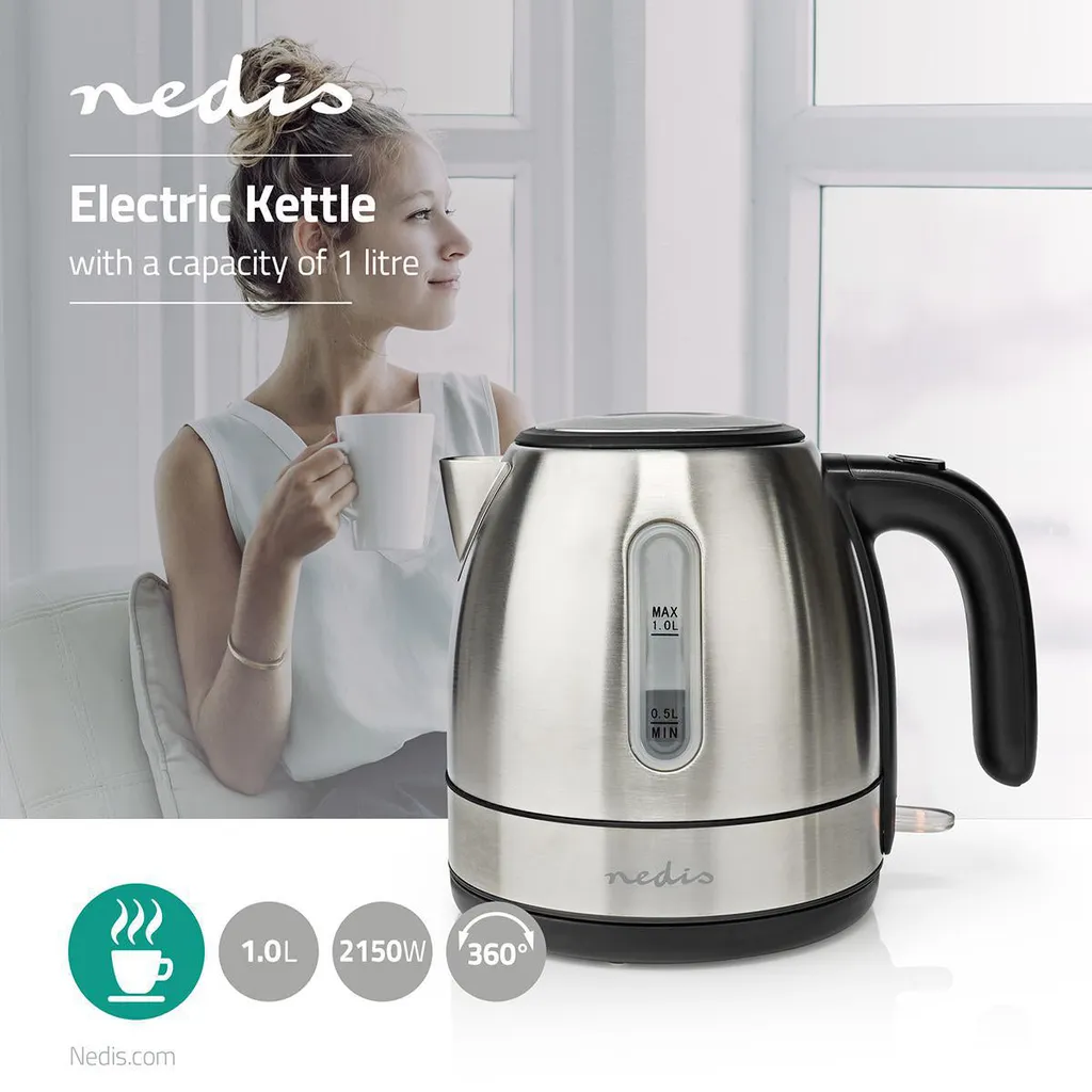 Nedis KAWK300EAL Bollitore Elettrico Alluminio 1L 2150W Design - 3