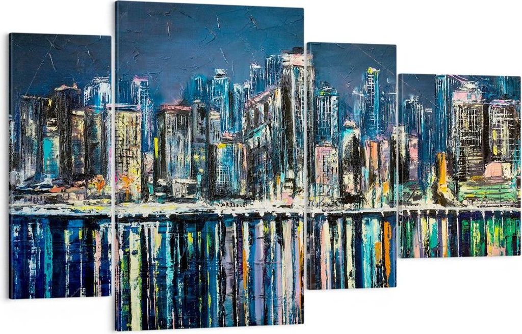 Bild auf Leinwand - Leinwandbild - Stadt Aussicht Wasser - 120x70cm - Wand Bild - Wanddeko - Leinwanddruck - Bilder - Kunstdruck - Wanddekoration -...